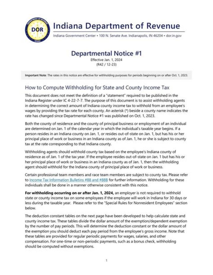 How do I contact Indiana Department of Revenue?