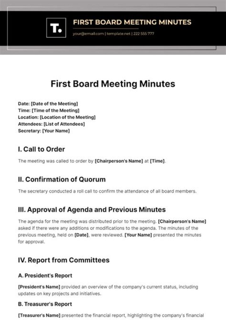 What is the first board meeting called?